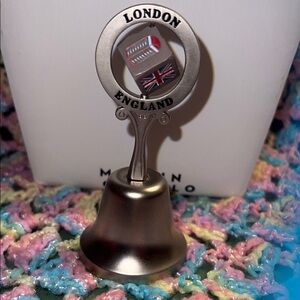 London England Souvenir Bell with Union Jack Accent - Silver Tone